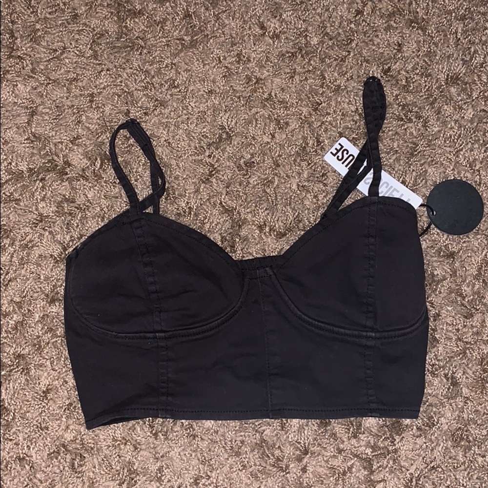 AMUSE SOCIETY Black denim bustier top